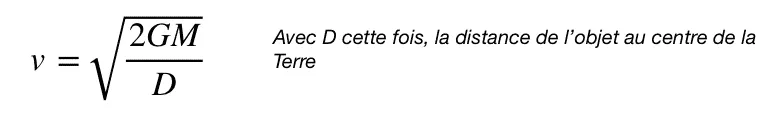 vitesse de libération d'un objet en orbite